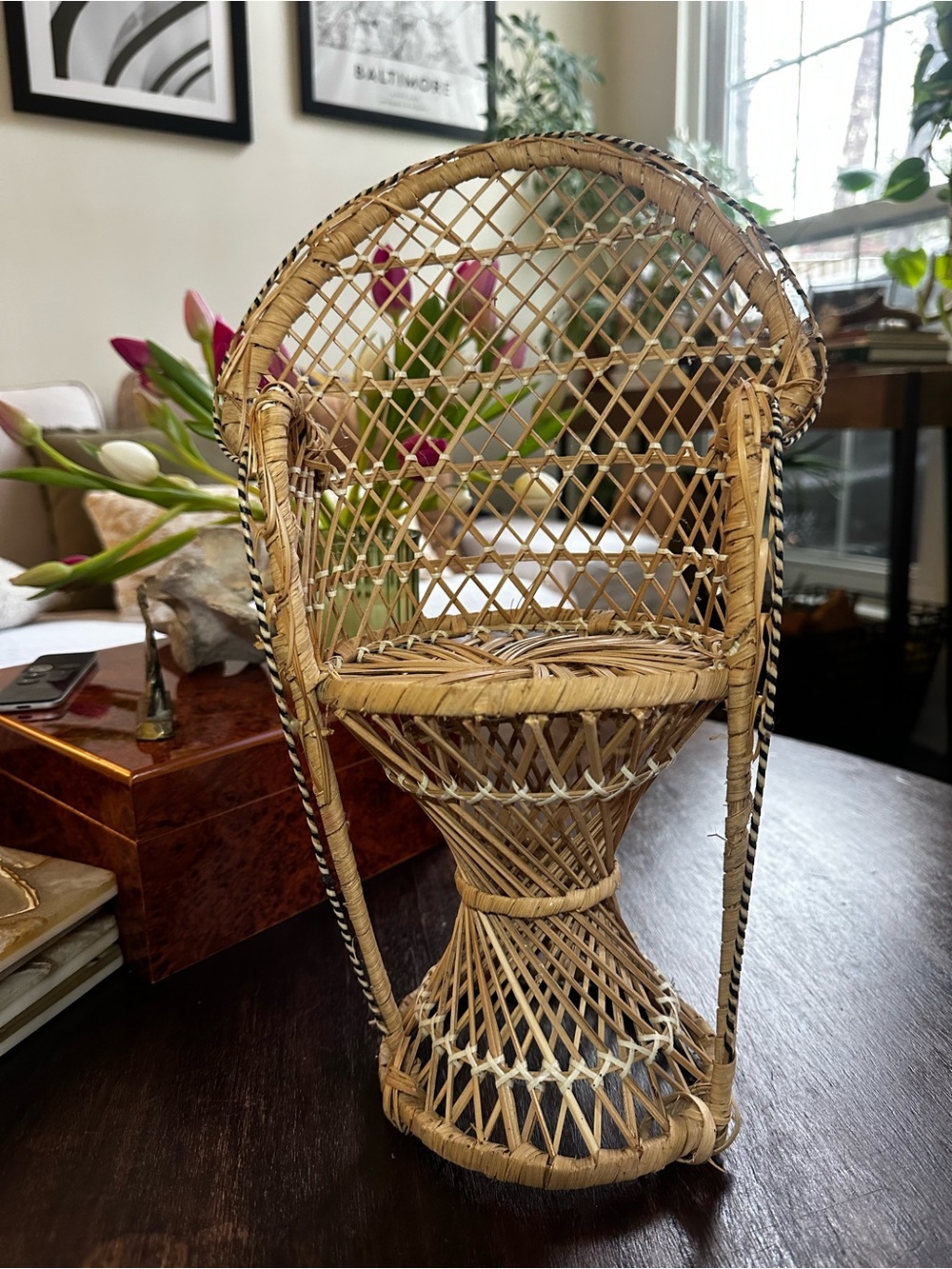 Woven Rattan Doll Accent Chair - Natural Straw